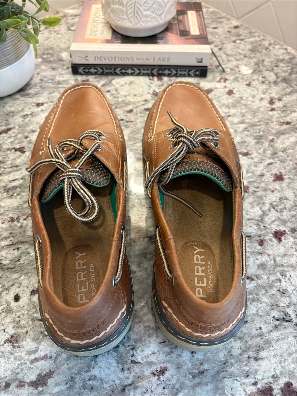 Sperry Top-Sider Brown Leather Boat Shoes with Gray-Tan Sole - Picture 4 of 4